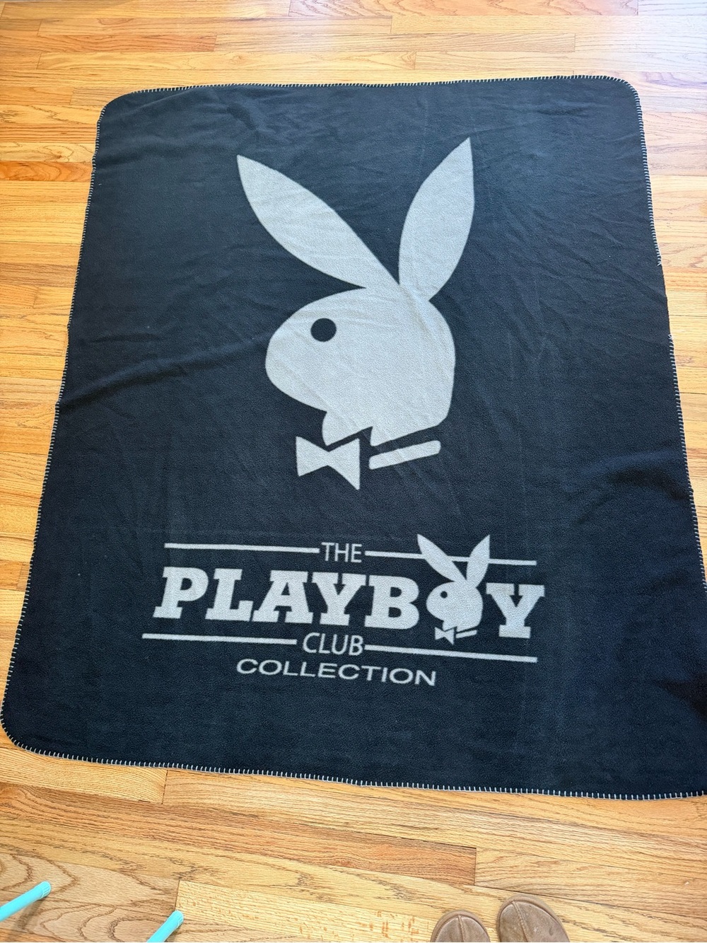 Playboy Bunny Club Collection Black & Gray Logo Blanket Size 50x60
